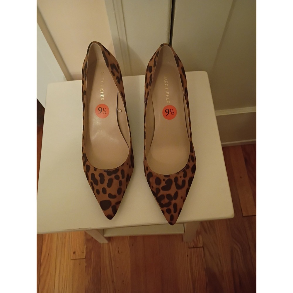 Marc Fisher Alola Pump Light Brown/Black Leopard Women Size 9.5M Heel Shoe 3in